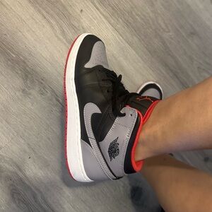 Jordan Women's Shoes Black and Gray with Red Accents